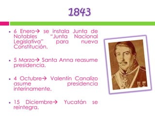 Santa Anna  combate a los rebeldesLa República CentralistaMayo de 1835, Texas se proclama independiente de México.