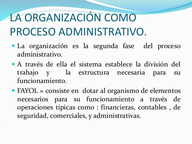 Exposición organización como proceso administrativo