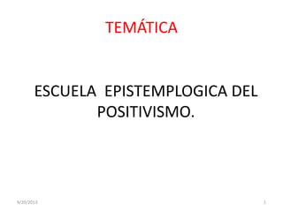 TEMÁTICA
ESCUELA EPISTEMPLOGICA DEL
POSITIVISMO.
9/20/2013 1
 