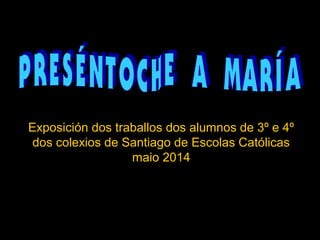 Exposición dos traballos dos alumnos de 3º e 4º
dos colexios de Santiago de Escolas Católicas
maio 2014
 