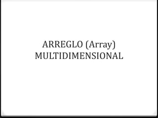 ARREGLO (Array)
MULTIDIMENSIONAL
 