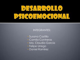 INTEGRANTES:

• Susana Castillo
• Camila Contreras
• Ma. Claudia García
• Felipe Urrego
• Daniel Ramírez
 