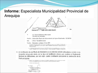 Informe:  Especialista Municipalidad Provincial de Arequipa 