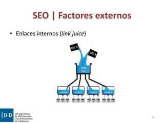 SEO | Factores externos
• Enlaces internos (link juice)
40
 