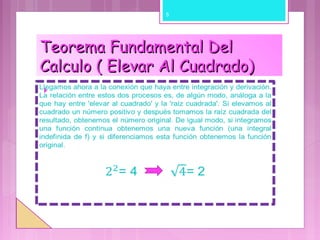 Teorema Fundamental DelTeorema Fundamental Del
Calculo ( Elevar Al Cuadrado)Calculo ( Elevar Al Cuadrado)
5
 