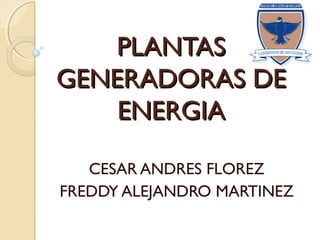 PLANTAS
GENERADORAS DE
    ENERGIA

   CESAR ANDRES FLOREZ
FREDDY ALEJANDRO MARTINEZ
 