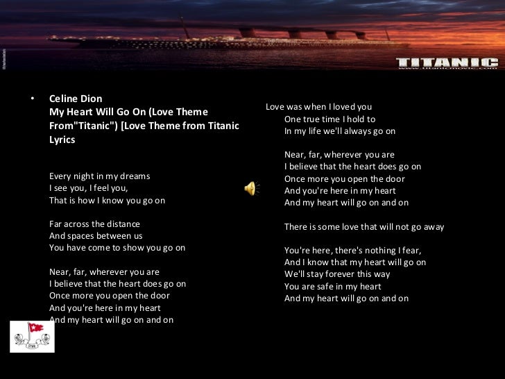 Celine Dion My Heart Will Go On Lyrics In Spanish Mount Mercy