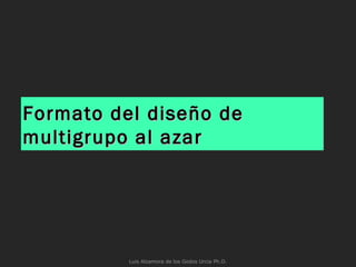 Formato del diseño deFormato del diseño de
multigrupo al azarmultigrupo al azar
Luis Alzamora de los Godos Urcia Ph.D.
 