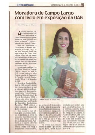 Dra. Eliane Metz expõe livro na OAB - Curitiba/PR