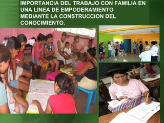 IMPORTANCIA DEL TRABAJO CON FAMILIA EN UNA LINEA DE EMPODERAMIENTO MEDIANTE LA CONSTRUCCION DEL   CONOCIMIENTO. 