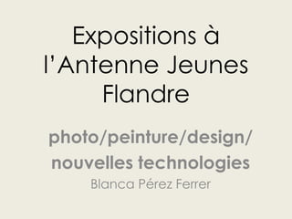 Expositions à
l’Antenne Jeunes
     Flandre
photo/peinture/design/
nouvelles technologies
    Blanca Pérez Ferrer
 