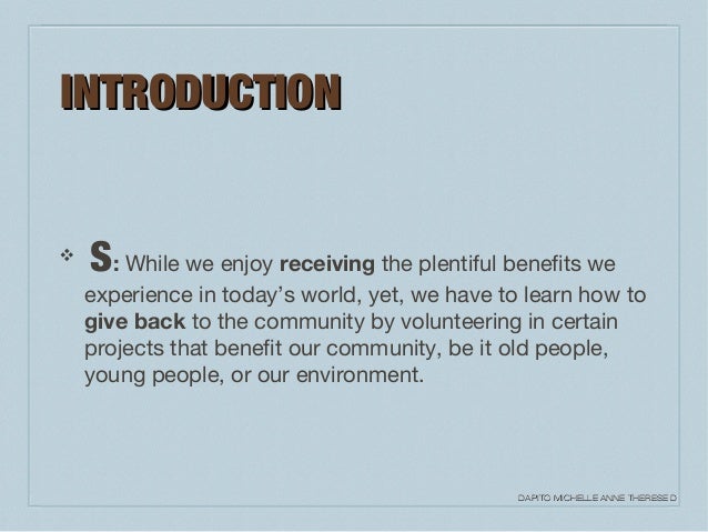 Giving back to the community essay
