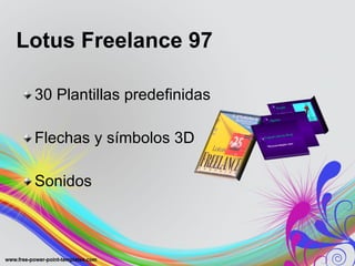 30 Plantillas predefinidas Flechas y símbolos 3D Sonidos Lotus Freelance 97 