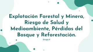Explotación Forestal y Minera,
Riesgo de Salud y
Medioambiente, Pérdidas del
Bosque y Reforestación.
Grupo 4
 