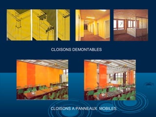 CLOISONS DEMONTABLES
CLOISONS A PANNEAUX MOBILES
 