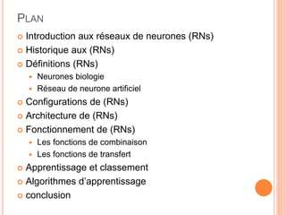 Exposé réseaux des neurones (NN) - (RN)