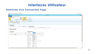 Interfaces Utilisateur
Demande Visa Transaction P age
17
 