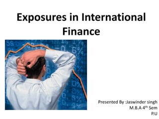 Exposures in International
Finance
Presented By :Jaswinder singh
M.B.A 4th Sem
P.U
 