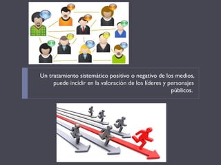 Un tratamiento sistemático positivo o negativo de los medios, puede incidir en la valoración de los líderes y personajes públicos.  