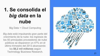 Big Data + Cloud Computing
Big data está impulsando gran parte del
crecimiento de la nube: los ingresos de
los 50 principa...