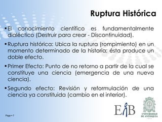 La constitución de los conocimientos científicos: concepto de ruptura y ...