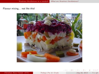 Neutrino Oscillations in a nutshell What are Neutrino Oscillations?
Flavour mixing... not like this!
Christian Roca Catal´a (UV) Trabajo Fin de Grado July 22, 2013 7 / 42
 