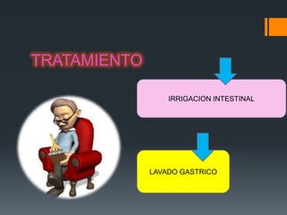 TRATAMIENTO

                  IRRIGACION INTESTINAL




              LAVADO GASTRICO
 