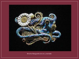 Broche Marguerite de oro y esmalte 
 