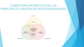 COBERTURA ANTIBIÓTICA DE LOS
PRINCIPALES GRUPOS DE MICROORGANISMOS
 