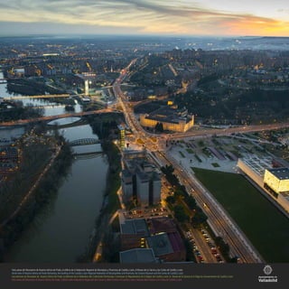 Vista aérea del Monasterio de Nuestra Señora de Prado, el edificio de la Federación Regional de Municipios y Provincias de Castilla y León, el Museo de la Ciencia y las Cortes de Castilla y León
Aerial view of Nuestra Señora de Prado Monastery, the building of the Castilla y León Regional Federation of Municipalities and Provinces, the Science Museum and the Cortes de Castilla y León
Vue aérienne du Monastère de Nuestra Señora de Prado, le bâtiment de la Fédération des Collectivités Territoriales, Communes et Départements de la Région de Castilla y León, le Musée de la Science et le Siège du Gouvernement de Castilla y León
Vista aerea del Monastero di Nuestra Señora de Prado, l’edifizio della Federazione Regionale dei Comuni e delle Province di Castilla y León, il Museo della Scienza e le Cortes de Castilla y León
 