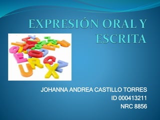 JOHANNA ANDREA CASTILLO TORRES
ID 000413211
NRC 8856
 