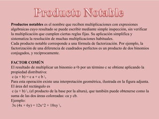 Expresiones algebraicas, Producto Notable