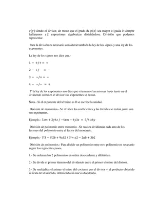 Expresiones algebraicas