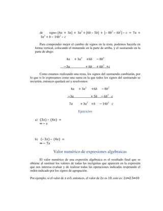 Expresiones algebraicas