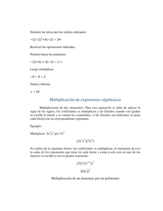 Expresiones algebraicas
