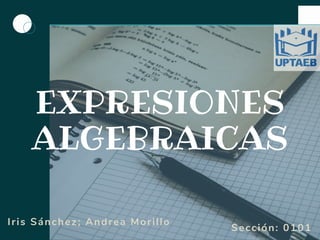 EXPRESIONES
ALGEBRAICAS
Iris Sánchez; Andrea Morillo
Sección: 0101
 