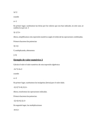 EXPRESIONES ALGEBRAICAS | DOCX