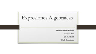 Expresiones Algebraicas
María Gabriela Morales
Sección 0104
CI: 30.105.027
PNF Contaduría
 