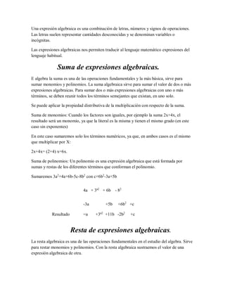 Expresiones algebraicas sc0101