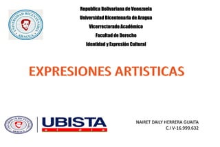 NAIRET DAILY HERRERA GUAITA
C.I V-16.999.632
Republica Bolivariana de Venezuela
Universidad Bicentenaria de Aragua
Vicerrectorado Académico
Facultad de Derecho
Identidad y Expresión Cultural
 
