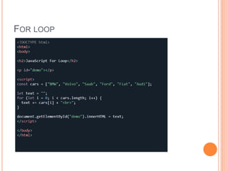 FOR LOOP
 