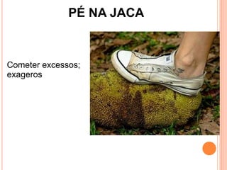 PÉ NA JACA



Cometer excessos;
exageros
 