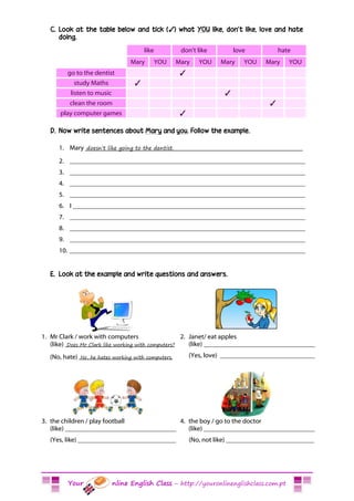 Expressing likes and dislikes | PDF