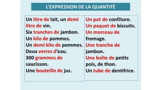 Expression de la quantite