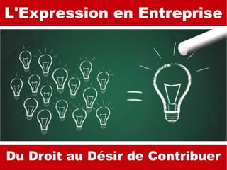 Brainstorming
L'Expression en Entreprise
Du Droit au Désir de Contribuer
 