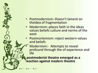EXPRESSIONISM, SURREALISM & POST MODERNISM IN EUROPEAN PLAYWRIGHTS | PPTX