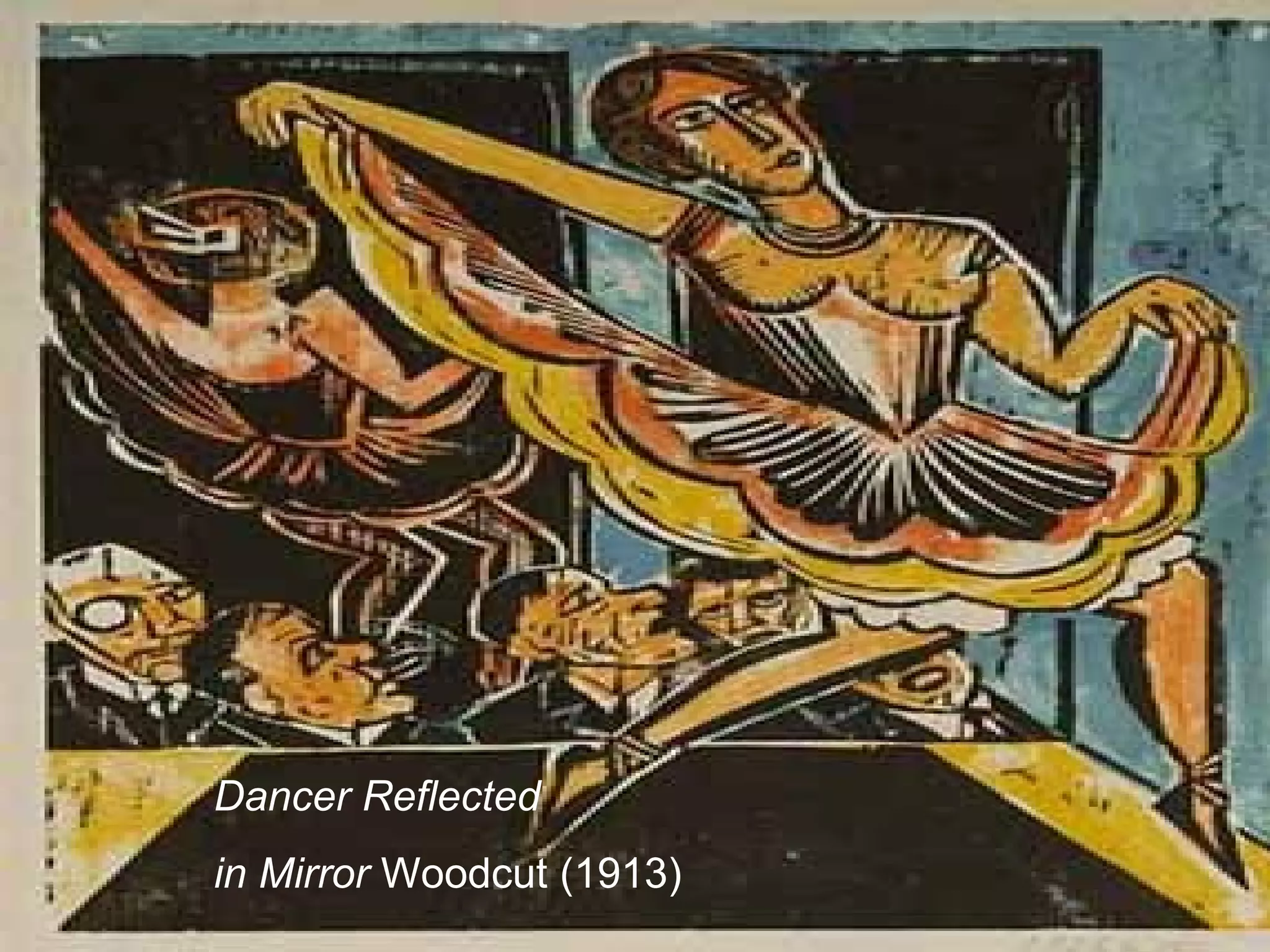 Dancer Reflected
in Mirror Woodcut (1913)
 