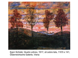 Egon Schiele:  Quatre arbres , 1917, oli sobre tela, 110’5 x 141, Österreichische Galerie, Viena 