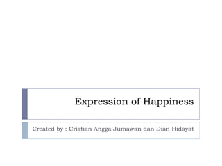 Expression of Happiness

Created by : Cristian Angga Jumawan dan Dian Hidayat
 