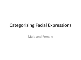 Categorizing Facial Expressions
Male and Female

 